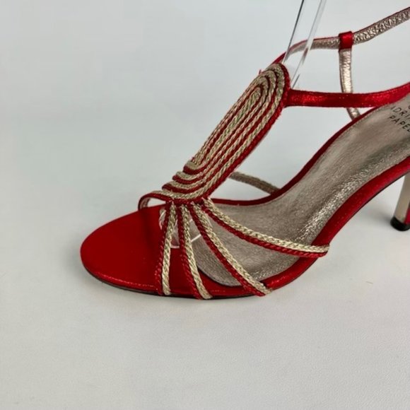 Adrianna Papell NEW Womens Megan Red Gold Metallic Heels Evening Sandals size 8 - Picture 10 of 16